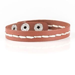 Paparazzi Tan Leather Bracelet with Cream Accents First Class Travelers Fashion